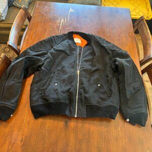 Dion Lee Black Bomber Jacket Orange Lining Designer Flight Jacket - Worn Once